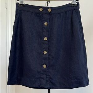 Court & Rowe 100% linen Navy Blue Button-Front Skirt 0